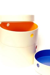 画像: 木製スタッキング4段小物入れ 橙/青/黄/緑