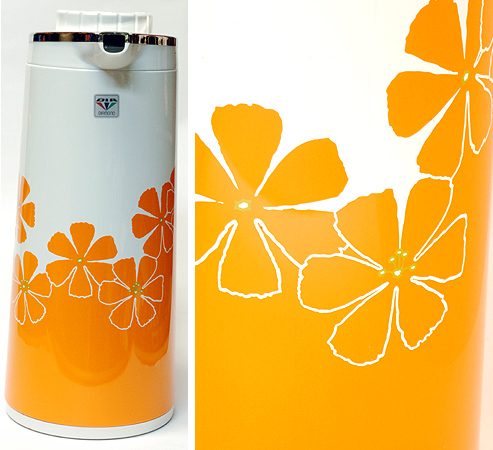 画像: ダイヤ魔法瓶 フラワーポット オレンジ花柄