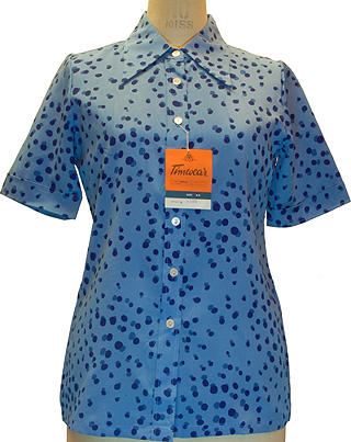 画像1: Timwear半袖シャツ ブルー系水玉サイズ2 (1)