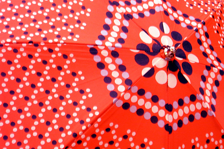 画像: 折り畳み傘　赤地水玉柄