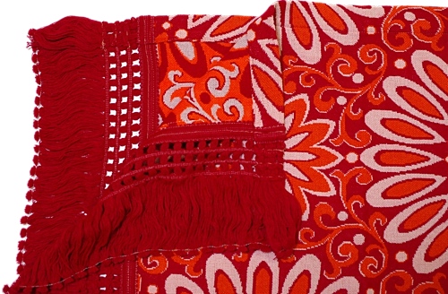 画像: ベッドカバー 赤系花柄
