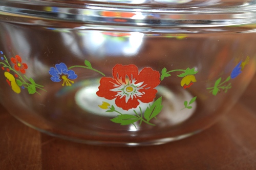 画像: ナルミ クックマミー 耐熱ガラス キャセロール 花柄