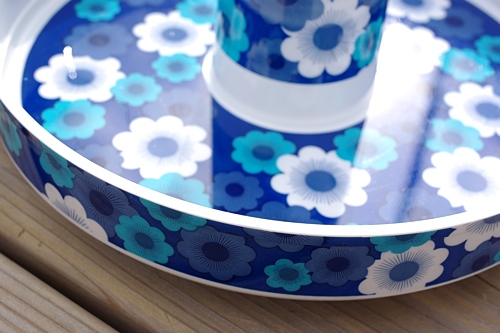 画像: ワールド印 キッチンカスターセット 調味料入れ 花柄青