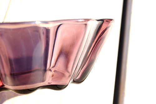 画像: ガラス小鉢 紫十角12.5cm