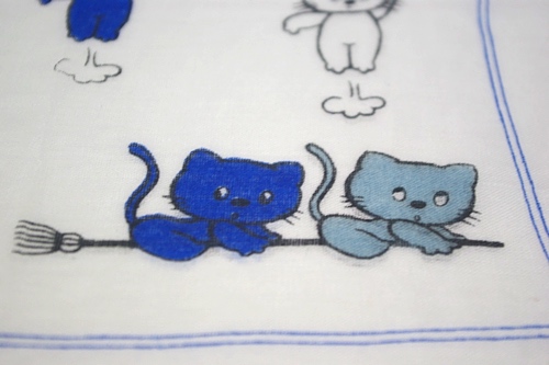 画像: ハンカチ THREE CATS 青枠