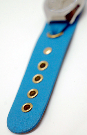 画像1: マルマン 腕時計バンド 合皮青色 18mm (1)