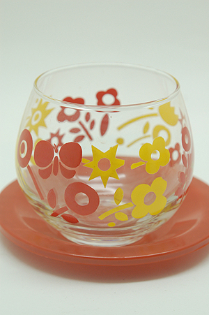 画像: カメイグラス 冷茶グラス コースターSET 花/蝶柄