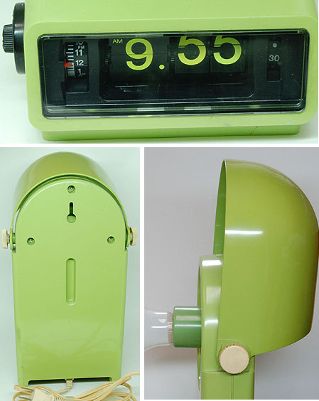 TOSHIBA(東芝)clottyパタパタ時計付きデスクライト 黄緑 - マングル