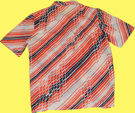 画像: MODE NOW半袖シャツ 赤×黒 斜めストライプ
