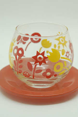 画像: カメイグラス 冷茶グラス コースターSET 花/蝶柄