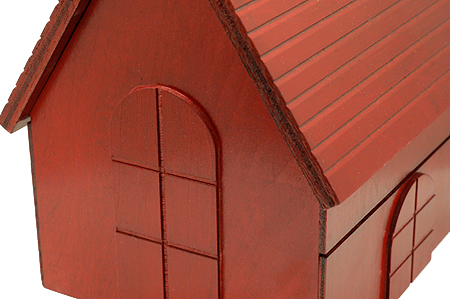 画像: ソーイングボックス 裁縫箱 木製赤いお家