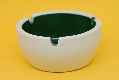 画像1: 灰皿 excellent fine china 白×緑 (1)