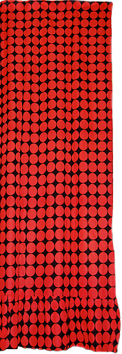 画像: カーテン 黒×赤水玉 フリル付 190cm×175cm