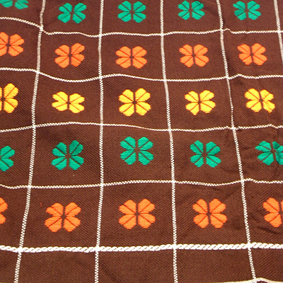 画像: コタツ上掛 コタツカバー  茶色地赤×緑×オレンジ花柄