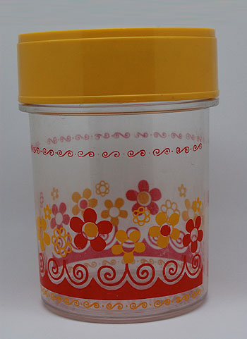 画像1: 保存容器　キャニスター　オレンジ花柄 (1)