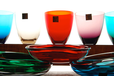 画像1: カガミクリスタル グラス＆小皿セット (1)
