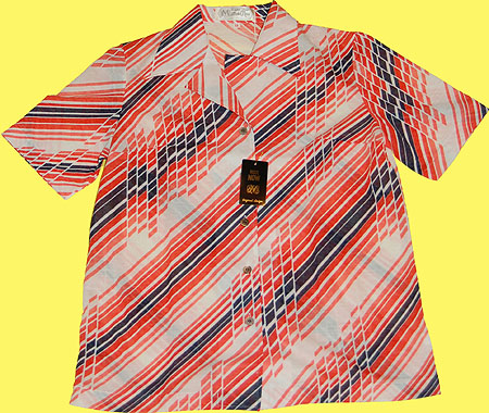 画像: MODE NOW半袖シャツ 赤×黒 斜めストライプ