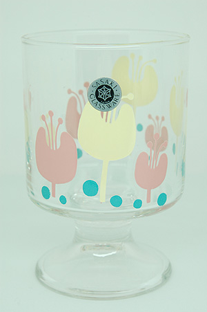 画像: ササキガラス チューリップ柄足付きグラス