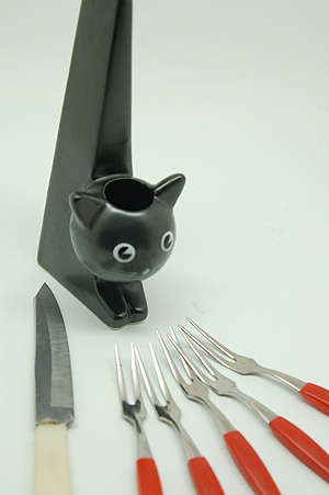 画像: 黒猫の果物ナイフ＆フォークセット