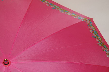 画像: 折り畳み傘　ピンク地花柄