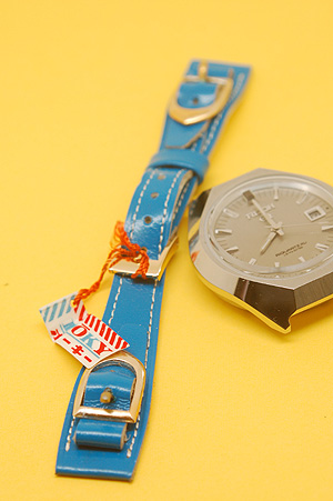 画像1: ポーキー 腕時計バンド エナメル青色 15mm (1)