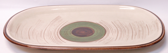 画像: 陶器楕円絵皿 丸模様