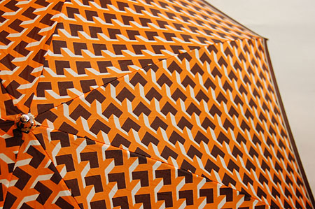 画像: 折り畳み傘　茶×オレンジだまし絵風