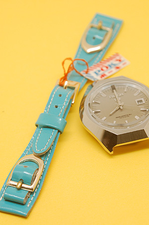画像1: ポーキー 腕時計バンド エナメル水色 15mm (1)