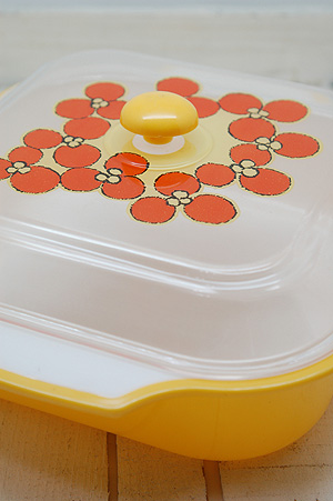画像1: 保存容器 花柄 黄色 (1)
