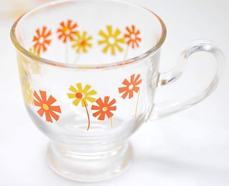 画像: ガラスカップ＆ソーサー 花柄